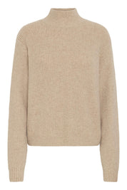 Strickpullover langarm mit Rückendetail in Beige - Blossom Hair & Fashion