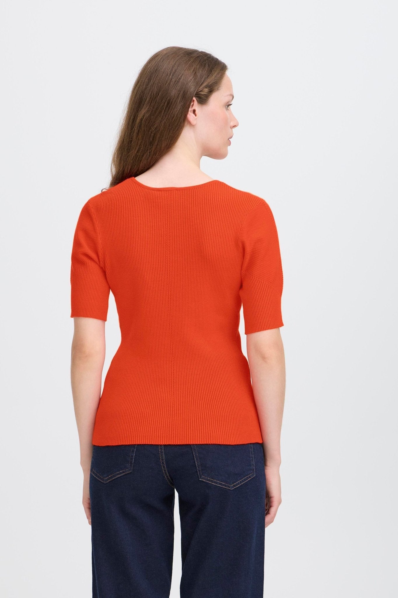 Strickshirt kurzarm in Orange - Blossom Hair & Fashion