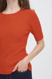 Strickshirt kurzarm in Orange - Blossom Hair & Fashion