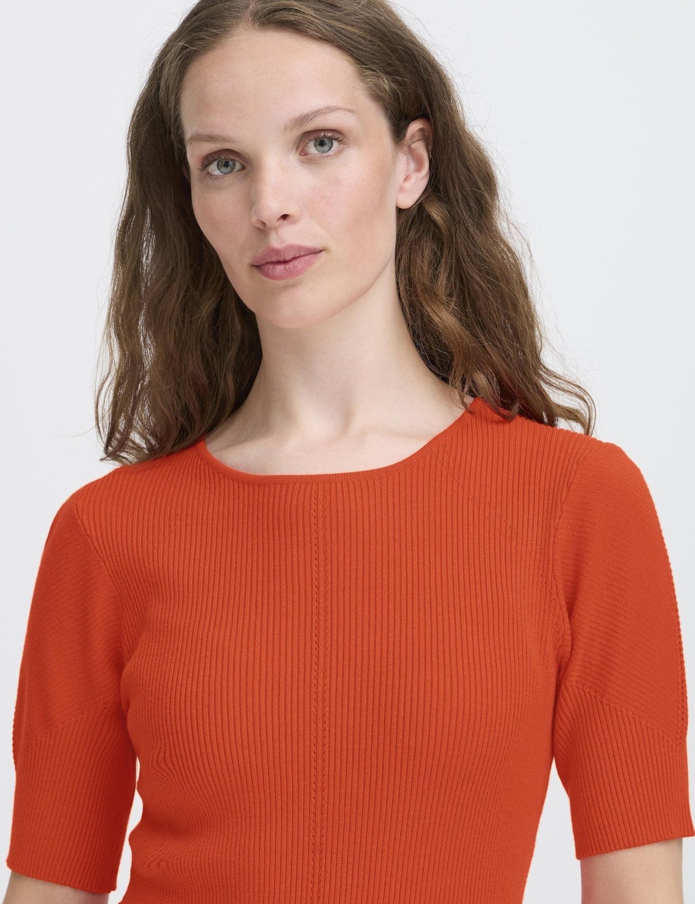 Strickshirt kurzarm in Orange - Blossom Hair & Fashion