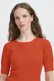 Strickshirt kurzarm in Orange - Blossom Hair & Fashion