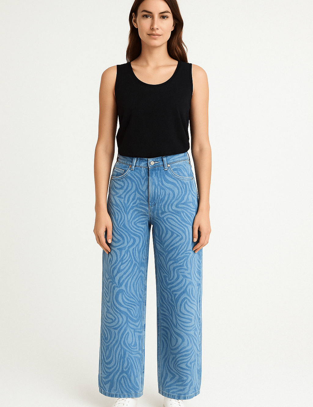 Stylische Wide Leg Jeans mit Zebramuster für Damen - Blossom Hair & Fashion