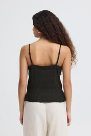 Trägertop mit Knopfleiste und Bindeband in Schwarz oder Beige - Blossom Hair & Fashion