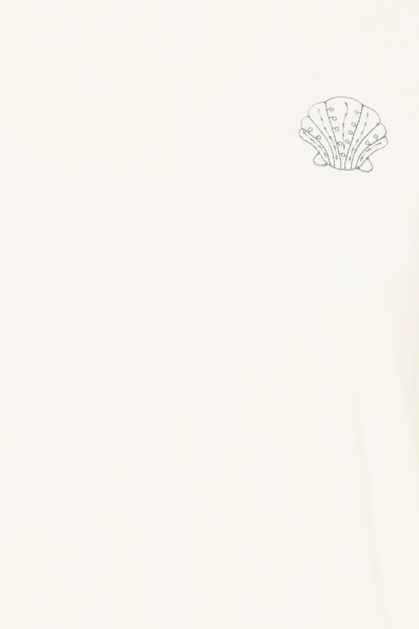 Weißes T-Shirt aus Bio - Baumwolle mit Muschel - Stickerei - Blossom Hair & Fashion