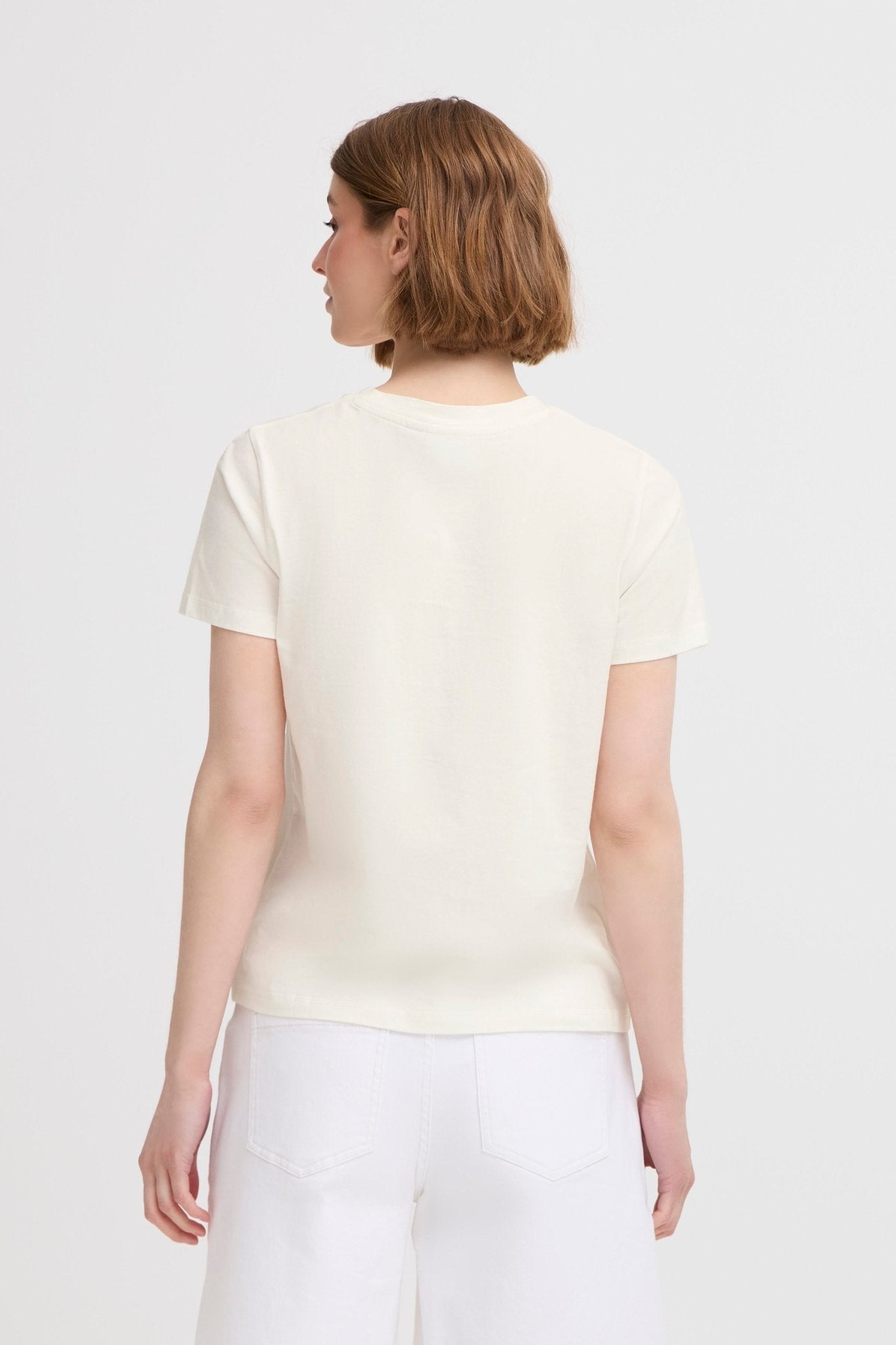 Weißes T-Shirt aus Bio - Baumwolle mit Muschel - Stickerei - Blossom Hair & Fashion
