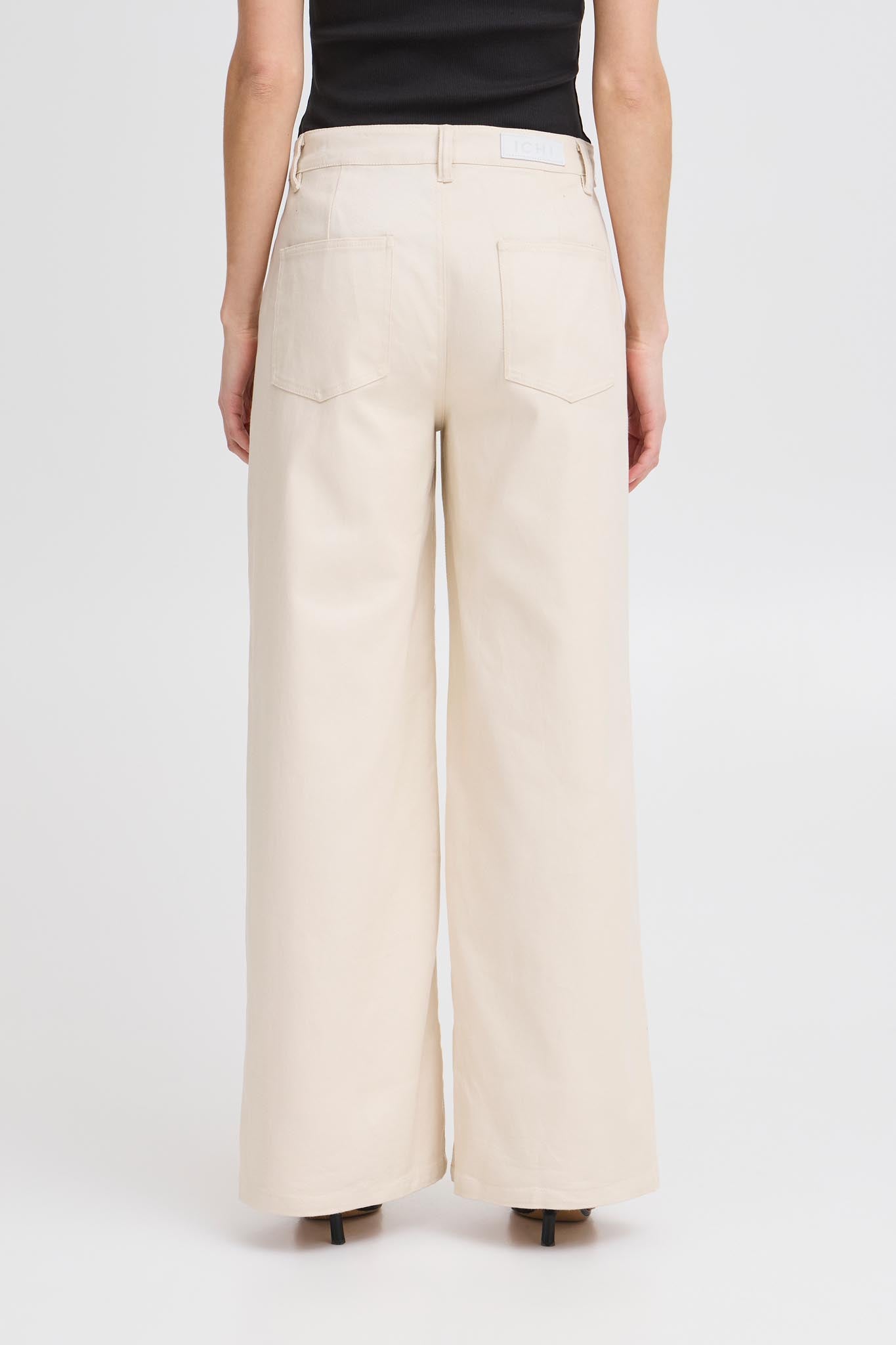 Weite Hose in Naturton mit High Waist - Blossom Hair & Fashion