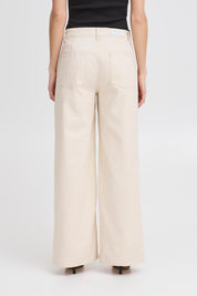 Weite Hose in Naturton mit High Waist - Blossom Hair & Fashion