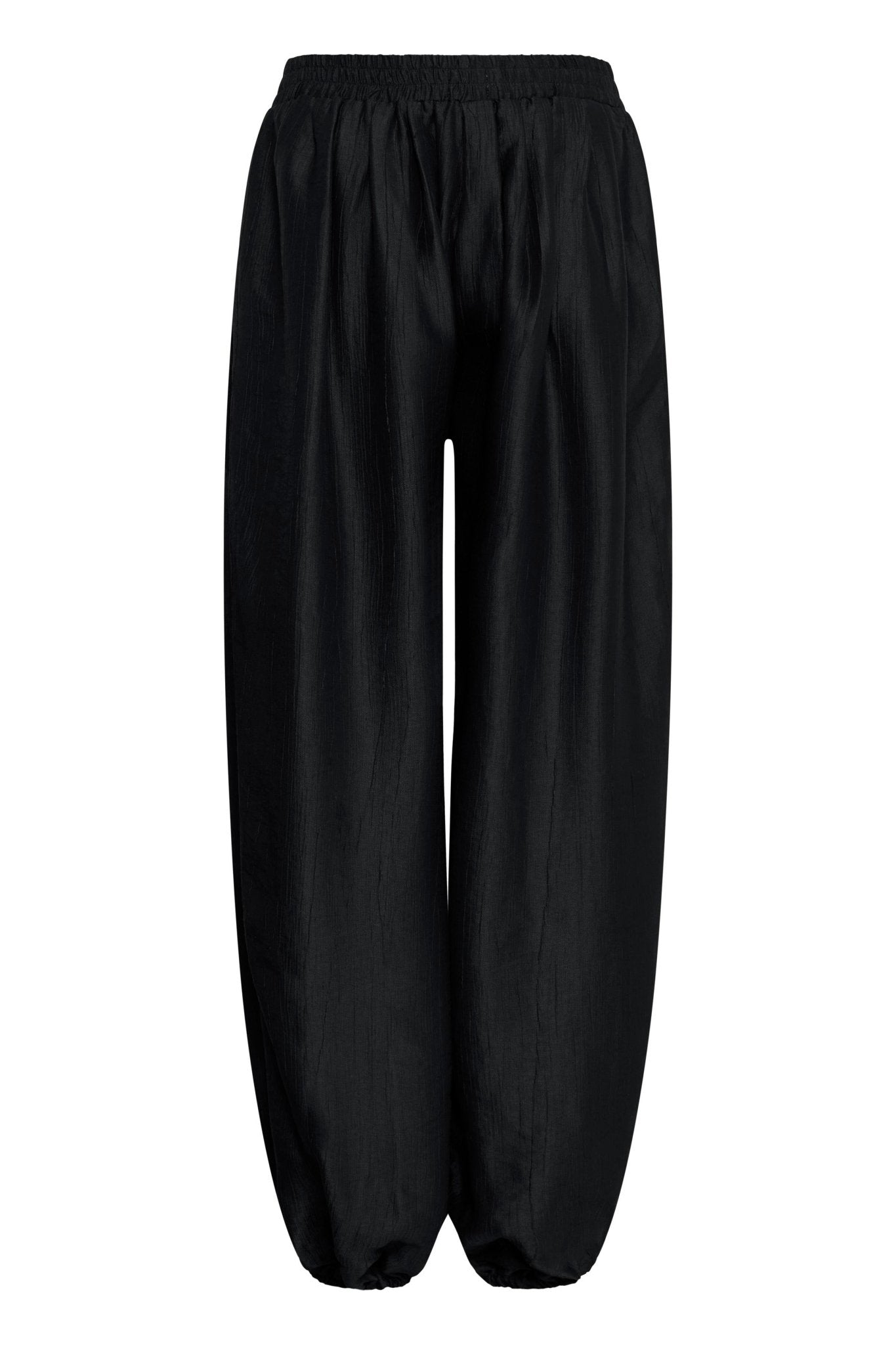 Weite Hose mit elastischem Bund in Schwarz - Blossom Hair & Fashion