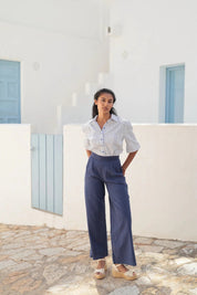 Weite Sommerhose aus Baumwolle in Weiß, Terracotta oder Beige - Blossom Hair & Fashion