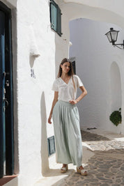 Weite Sommerhose in Mint mit fließender Struktur - Blossom Hair & Fashion