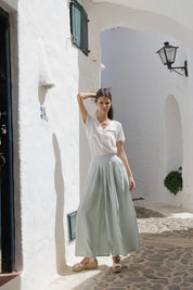 Weite Sommerhose in Mint mit fließender Struktur - Blossom Hair & Fashion
