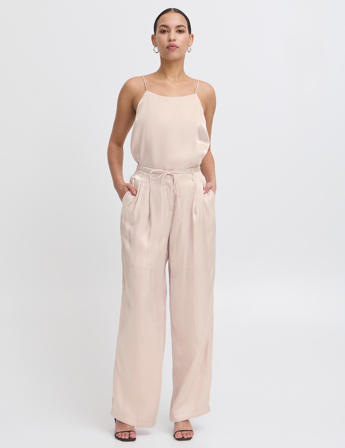 Weite Sommerhose in Seidenoptik – rosé - Blossom Hair & Fashion