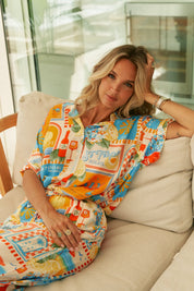 Weite Sommerhose mit Print und elastischem Bund - Blossom Hair & Fashion