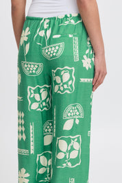 Weite Sommerhose mit Retro - Print in Grün - Blossom Hair & Fashion