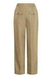 Weite Stoffhose mit Bundfalten in Khaki - Blossom Hair & Fashion