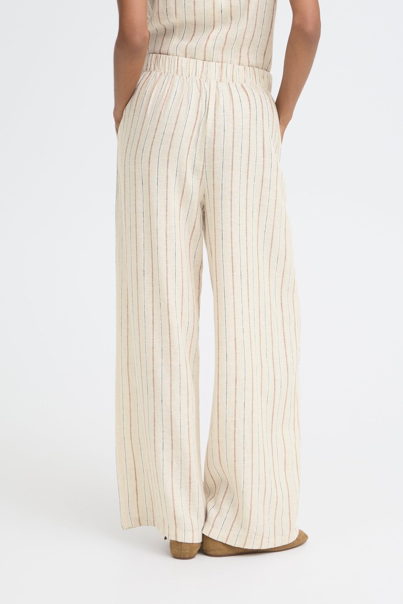 Wide Leg Hose gestreift gestreift oder beige - Blossom Hair & Fashion