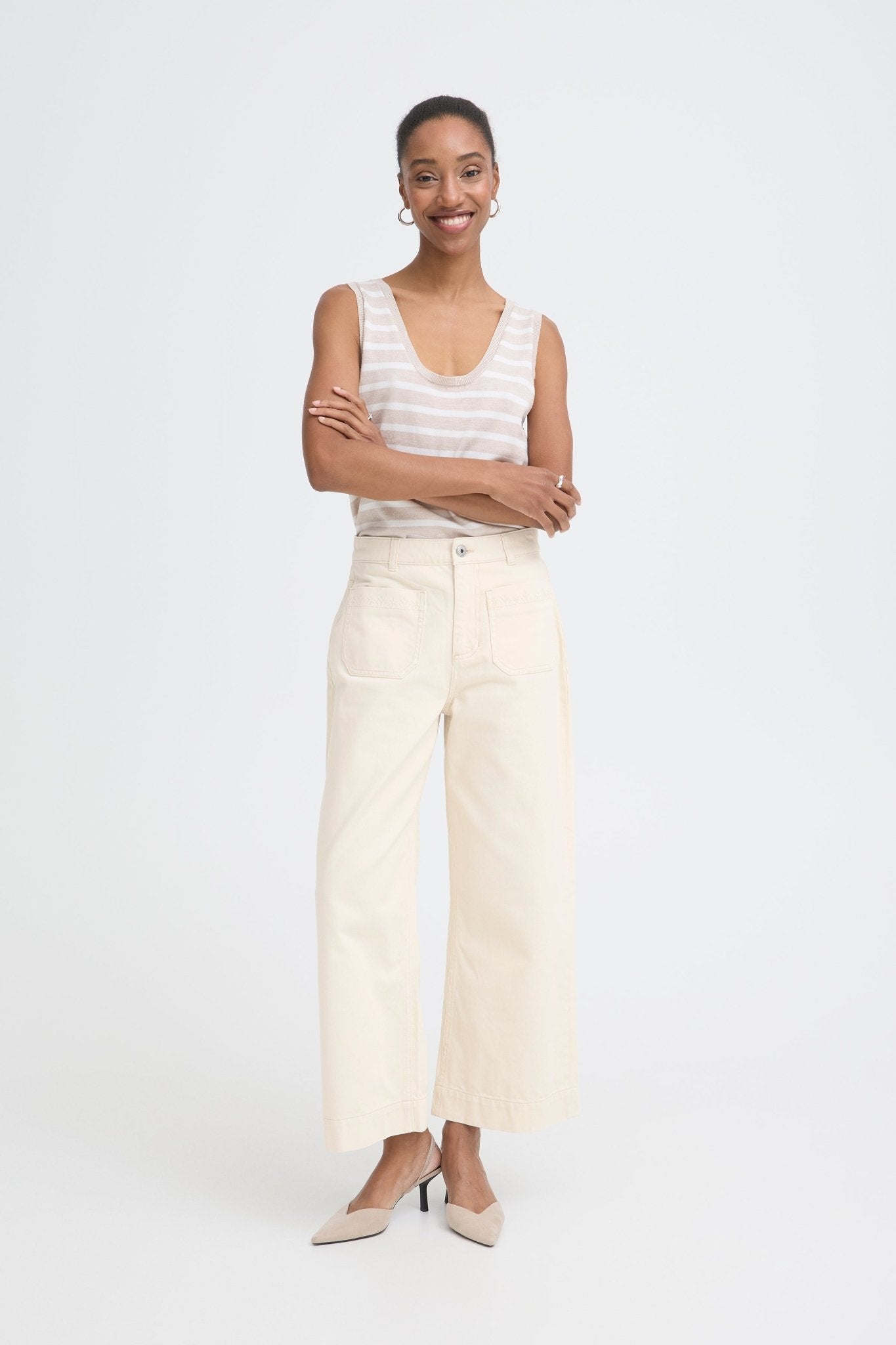 Wide Leg Hose in Creme mit geradem Bein - Blossom Hair & Fashion