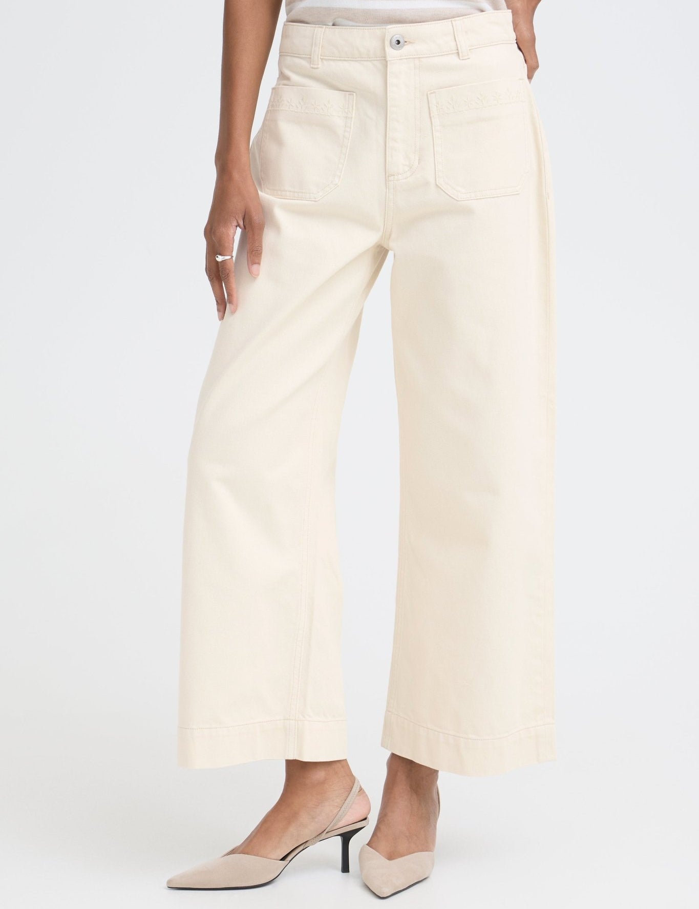 Wide Leg Hose in Creme mit geradem Bein - Blossom Hair & Fashion