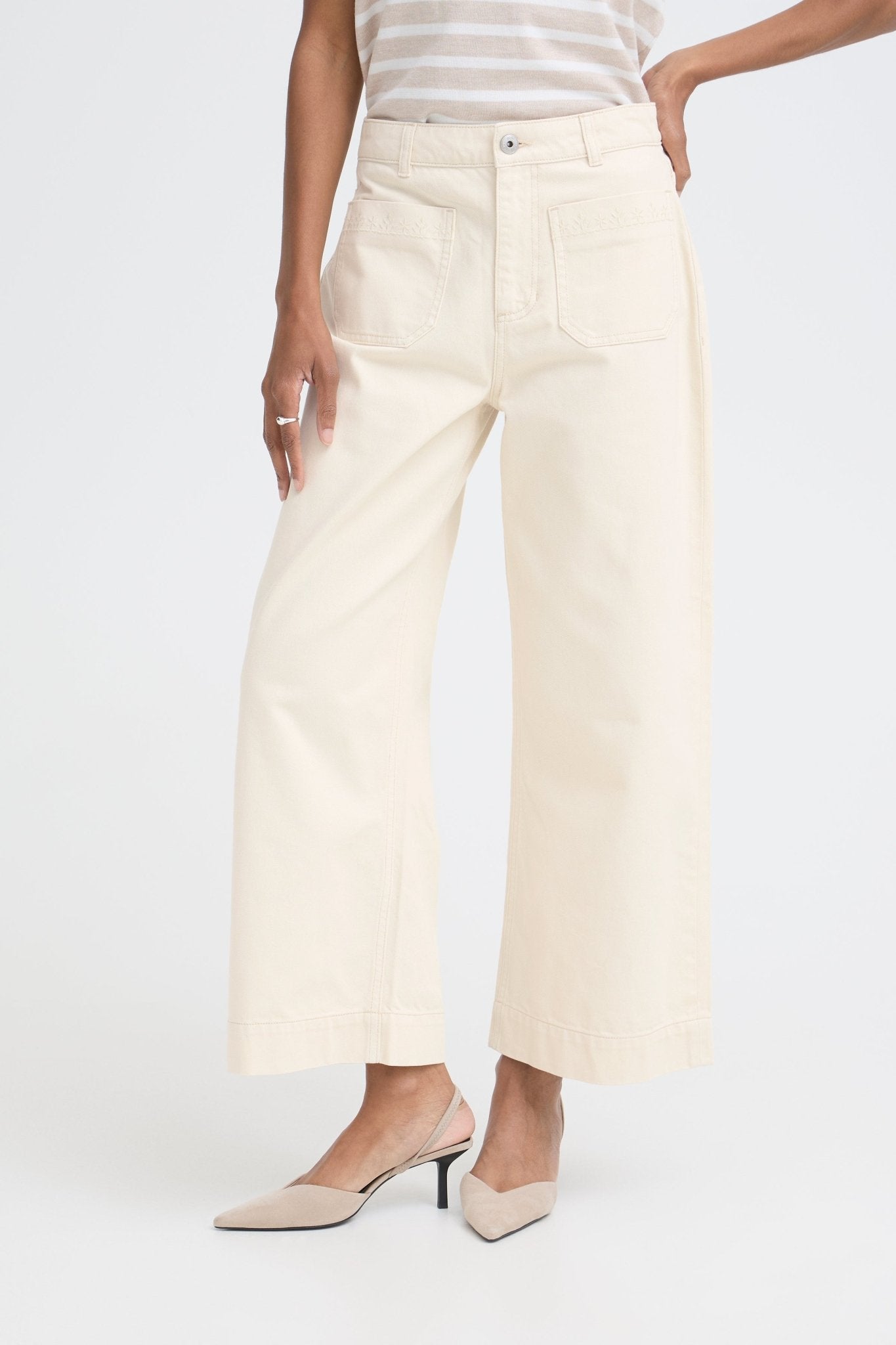 Wide Leg Hose in Creme mit geradem Bein - Blossom Hair & Fashion