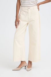 Wide Leg Hose in Creme mit geradem Bein - Blossom Hair & Fashion
