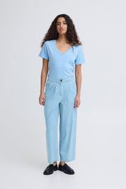 Wide Leg Hose in Hellblau mit Falten - Blossom Hair & Fashion