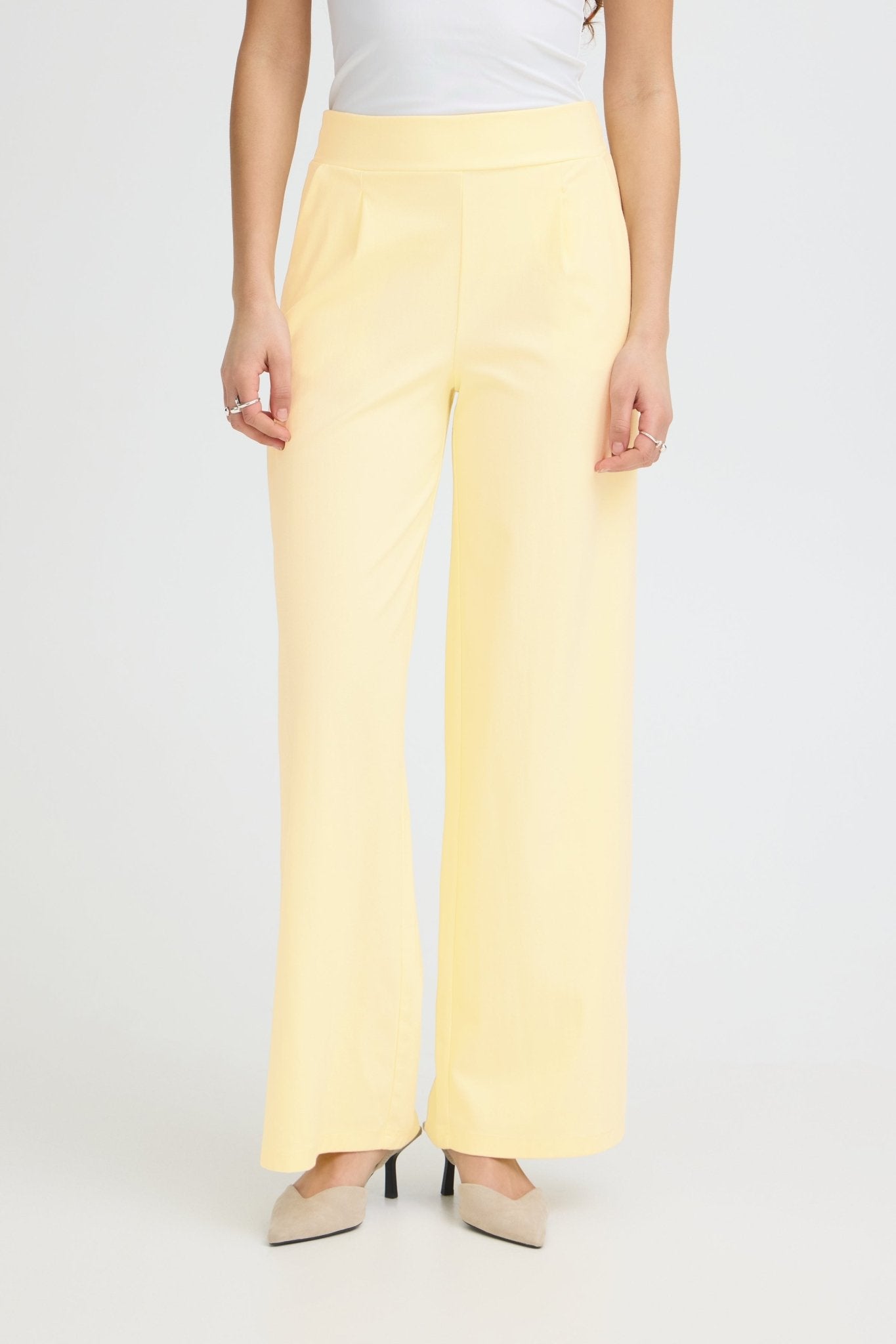 Wide Leg Hose in Pastellgelb oder blau mit hohem Bund - Blossom Hair & Fashion