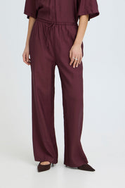 Wide Leg Hose mit Bindeband in Bordeaux - Blossom Hair & Fashion