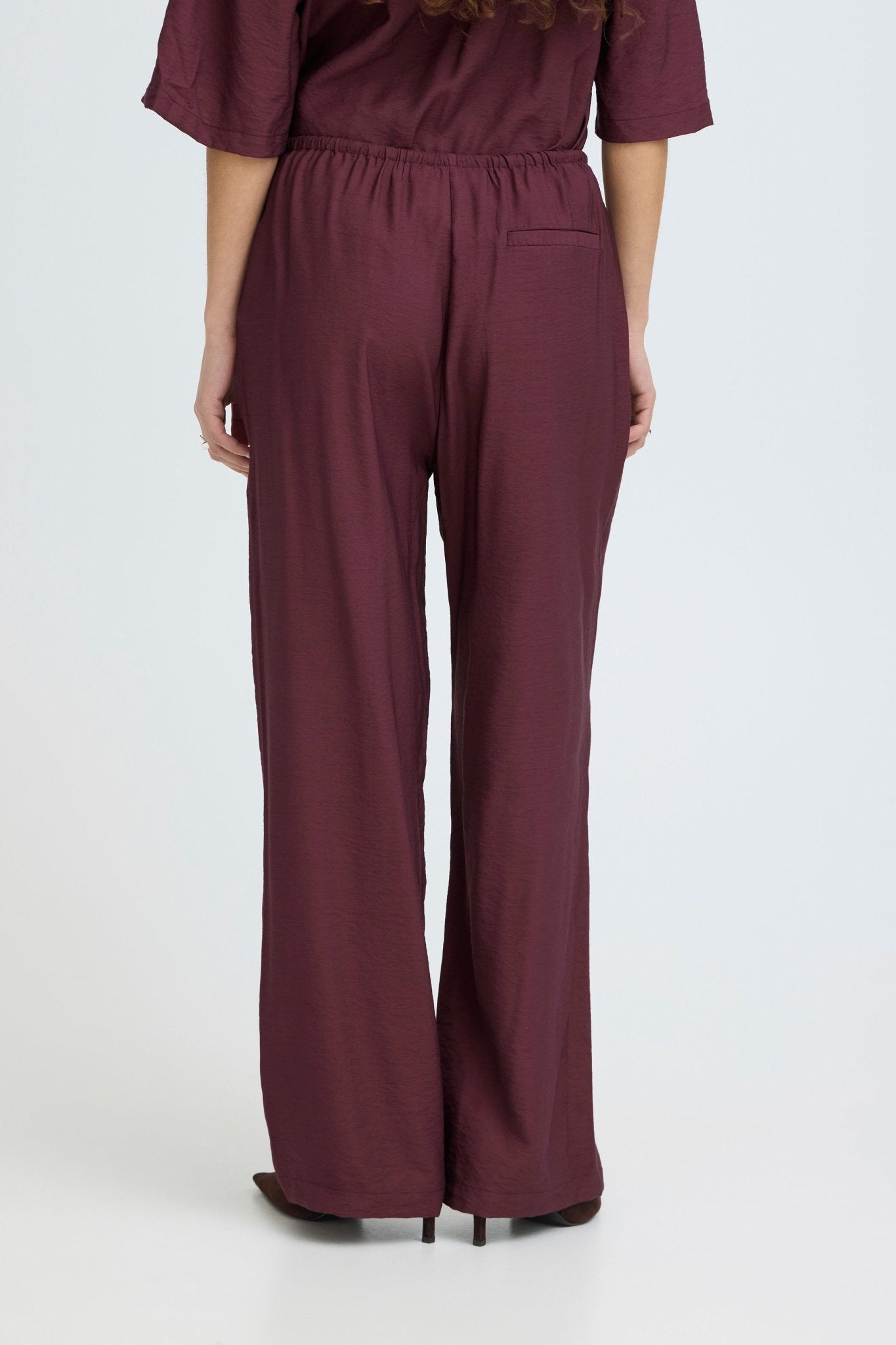 Wide Leg Hose mit Bindeband in Bordeaux - Blossom Hair & Fashion