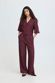 Wide Leg Hose mit Bindeband in Bordeaux - Blossom Hair & Fashion