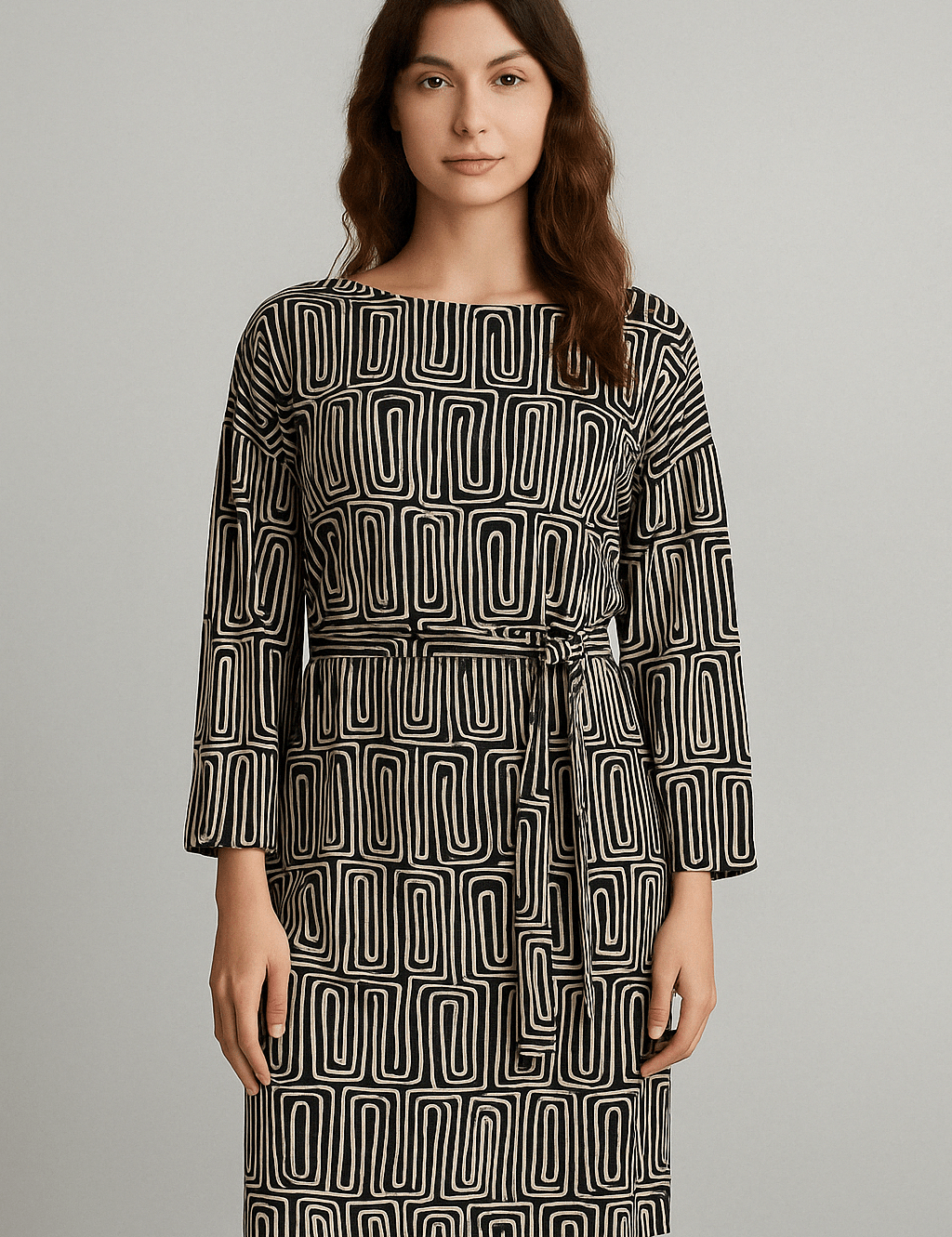Zeitlos elegantes Kleid mit grafischem Muster - Blossom Hair & Fashion